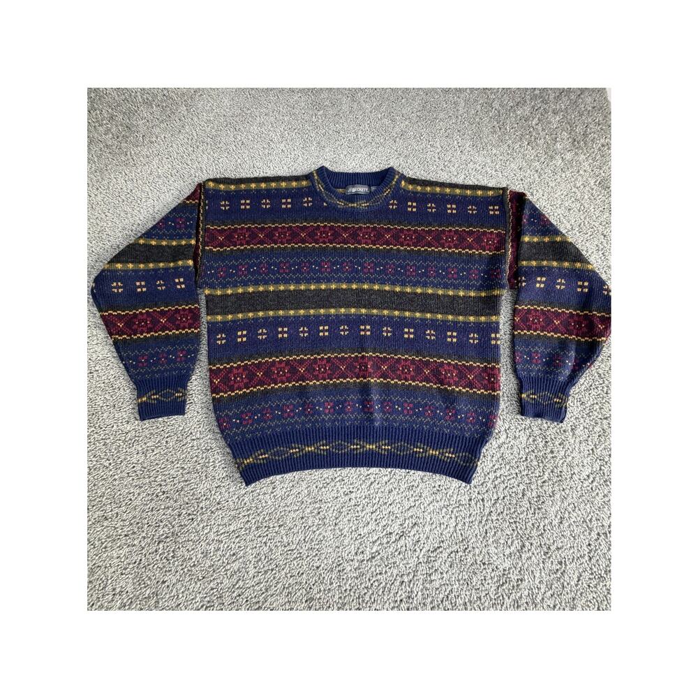 J.T. Beckett Sweater Mens Large Multicolor Fair Isle Knit Crewneck Pullover